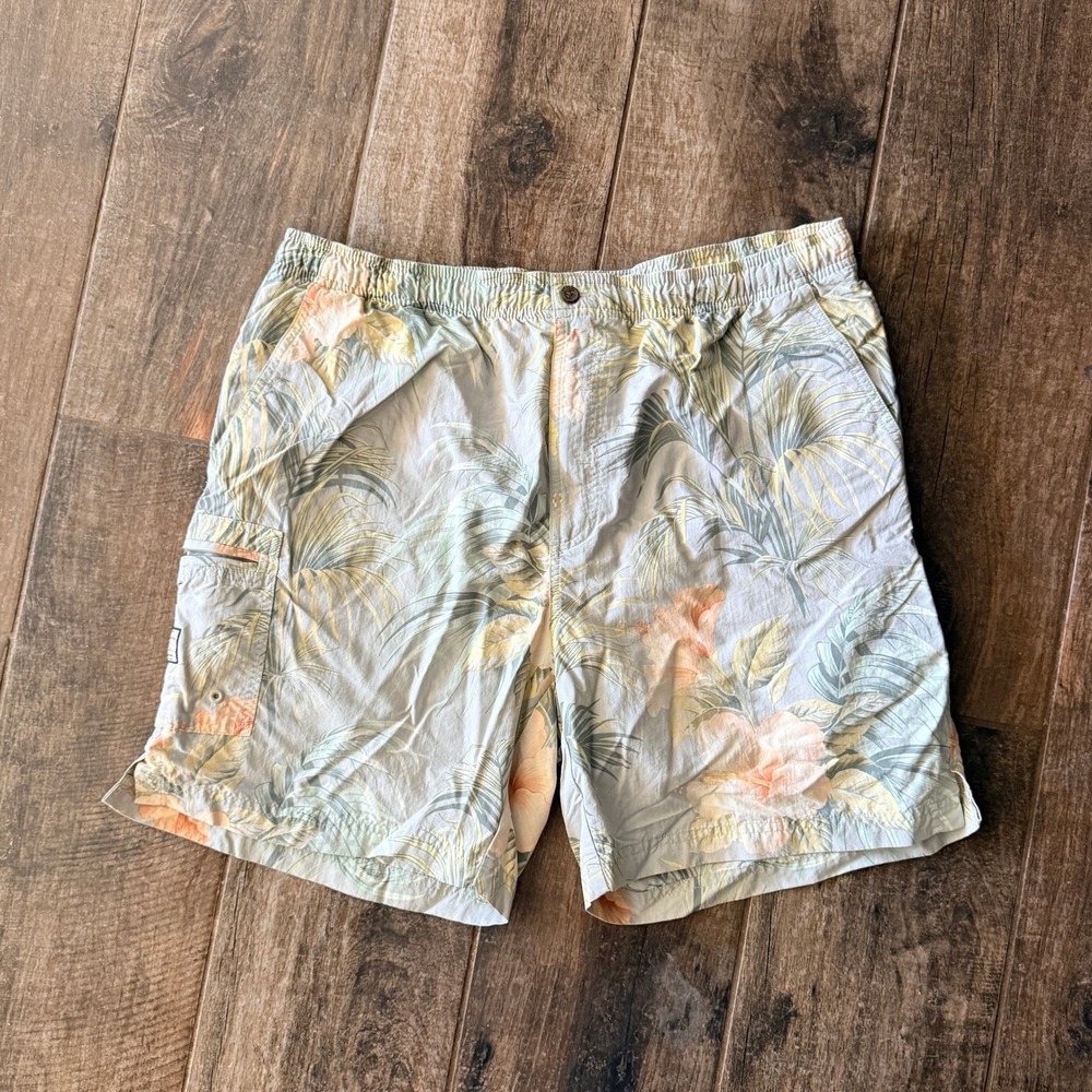 Tommy Bahama Mens Vintage Tropical Hibiscus Mesh Liner 7"Swim Trunk,Light Gray,L